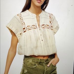 Free People Cedar Lace Stripe Pullover NWT